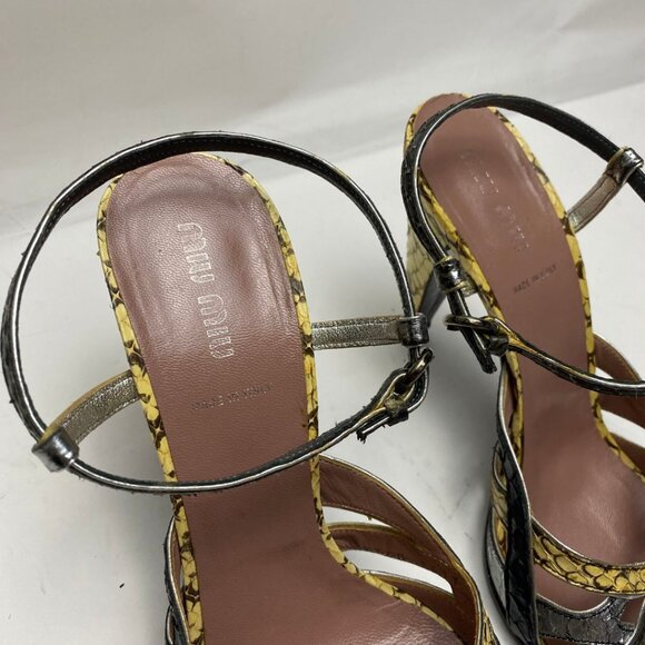 Miu Miu Snakeskin Print Leather Strappy Heels Size 38.5 - Picture 2 of 12